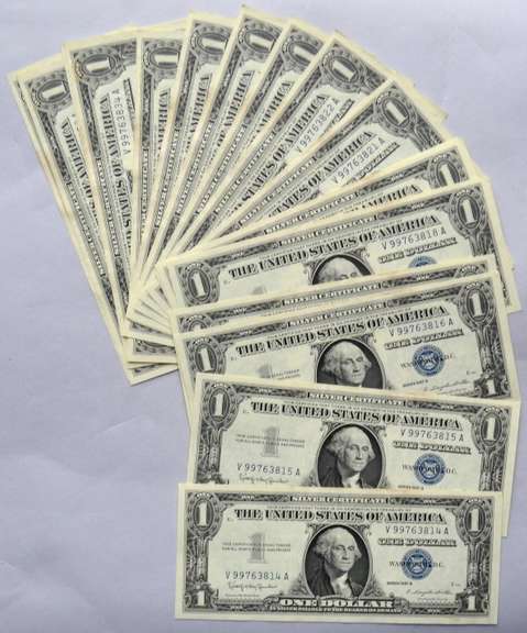 18 Consecutive CU 1957 B $1 Silver Certificates