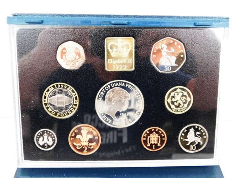 1999 U.K. Proof Coin Set w/COA - Memory of Diana