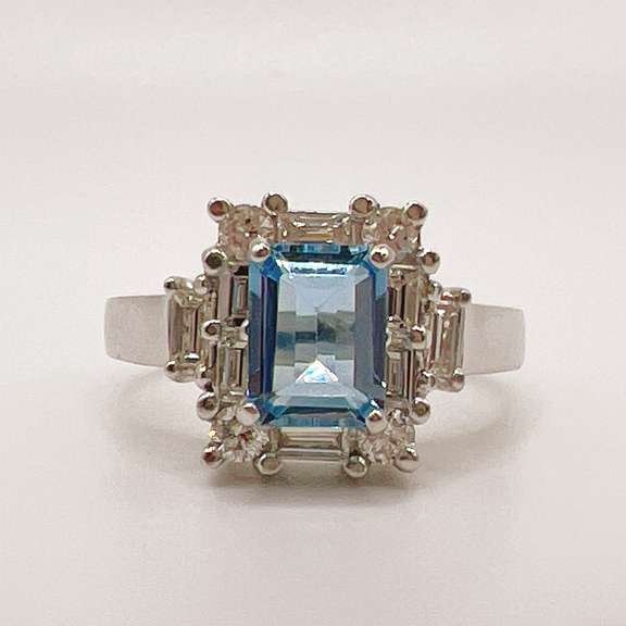 Aquamarine & Diamond Cocktail Ring