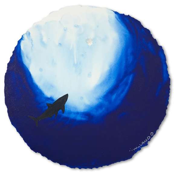 Wyland, "Deep Sea Shark" Framed, Hand Signed Original Painting with Letter of Authenticity.