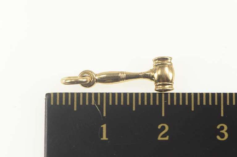 14K Yellow Gold 3D Gavel Justice Symbol Law Lawyer Judge Charm/Pendant