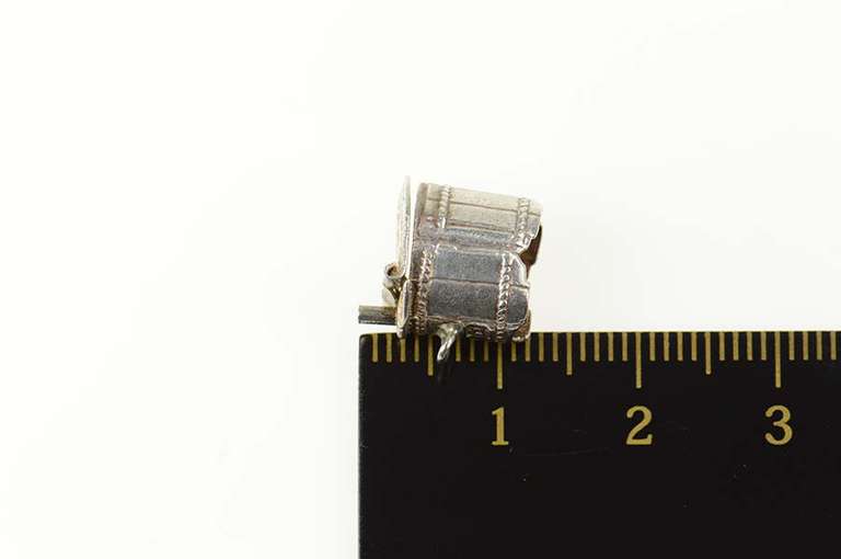 Sterling Silver 3D Antique Inspired Bucket Articulated Charm/Pendant