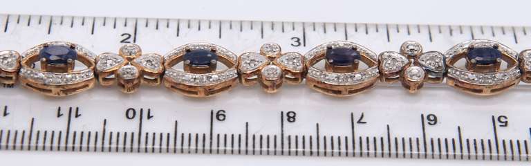 Sterling Silver Blue Sapphire and Diamond Bracelet