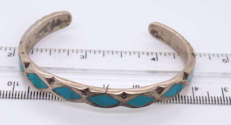 Vintage Sterling Silver Turquoise Cuff Bangle