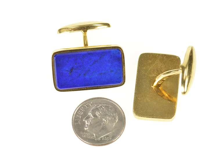 18K Yellow Gold Carlo Weingrill Squared Lapis Lazuli Men's Cuff Links