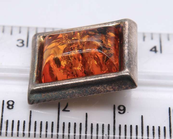 Vintage Sterling Silver Amber Earrings