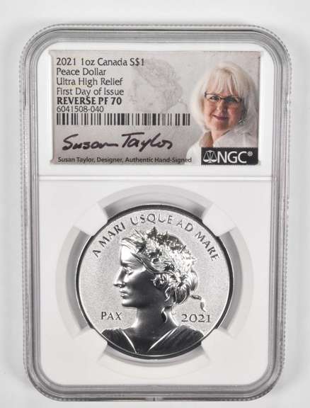 PEV PF70 2021 Canada Silver Dollar - Peace Dollar - Signed - Graded NGC