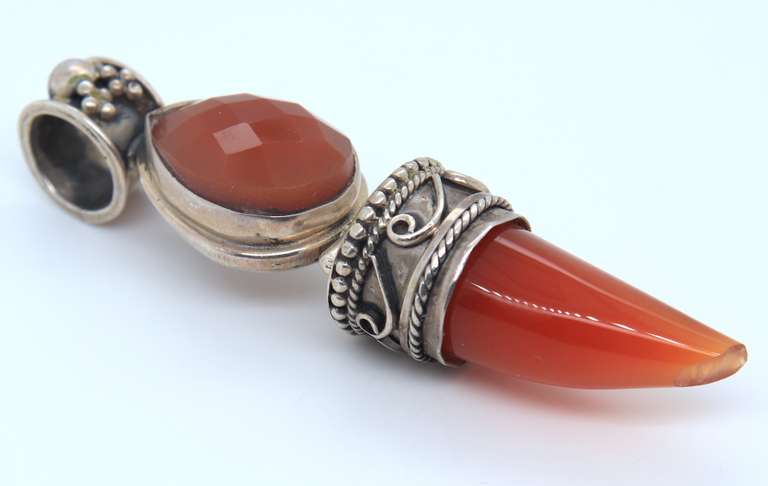 Vintaeg Sterling Silver Amber Pendant