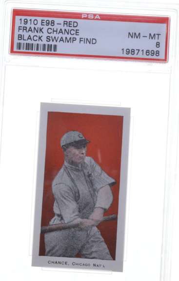 1910 E98-RED Frank Chance PSA NM-MT 8 Black Swamp Find Chicago Nat'l