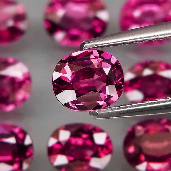 Amazing 5.63ct oval cut violet red Garnet set