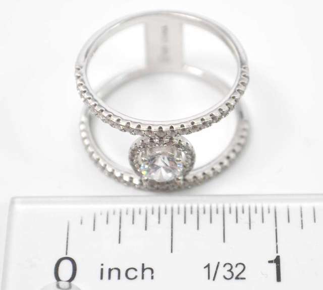 Gemstone Encrusted Sterling Silver Double Band Ring