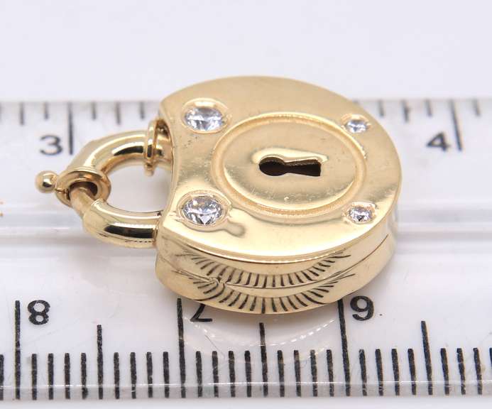 Gorgeous Yellow Gold CZ Key Lock Charm