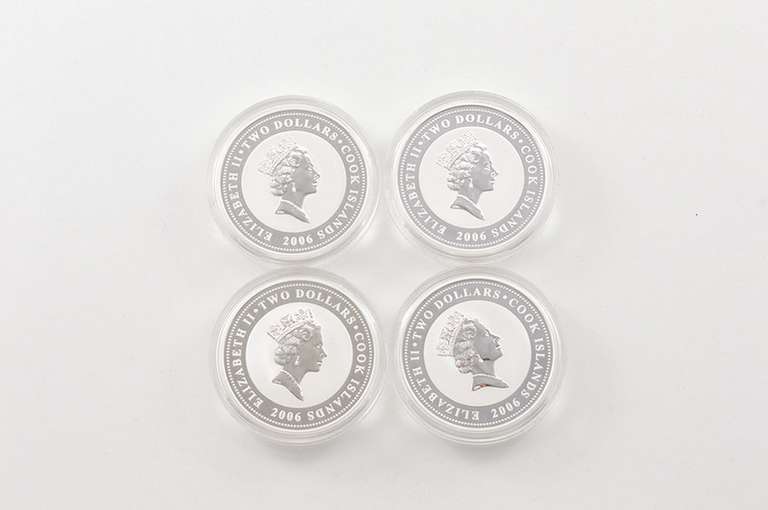 2006 Cook Islands $2 1 Oz Silver Coin - 4 Coin Set - Box & COA