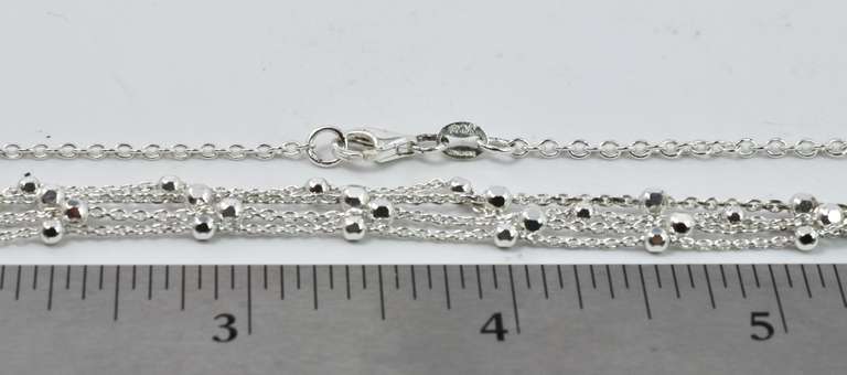 Multi-Strand Sterling Silver Necklace With Silver Balls
