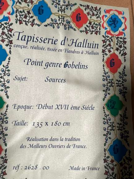 Very Rare "Source" This tapestry is French made,  Jacquard woven with relief stitch