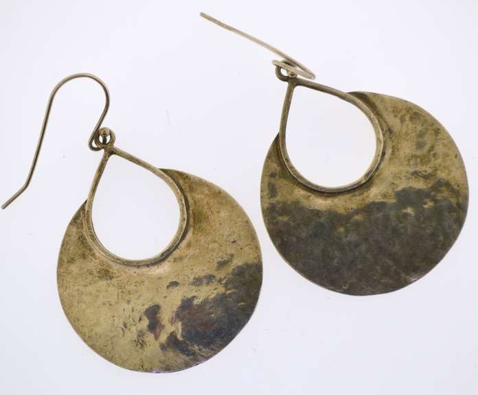 Sterling Silver Hammered Finish Large Hoop Earrings