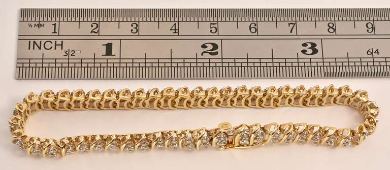S Link Bracelet with 2 Rows of Diamonds