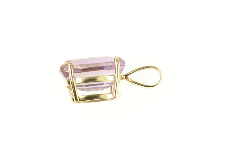 14K Yellow Gold Oval Amethyst Solitaire Classic Simple Charm/Pendant