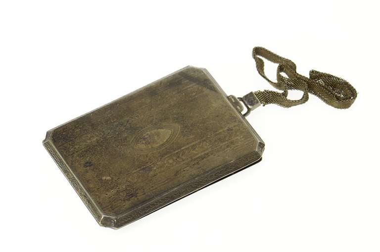 Sterling Silver Victorian Monogrammable Pinstriped Compact Fine Silver