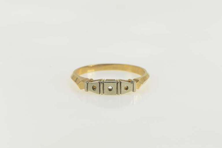 14K Yellow Gold Vintage NOS 1950's Two Tone Wedding Band Ring