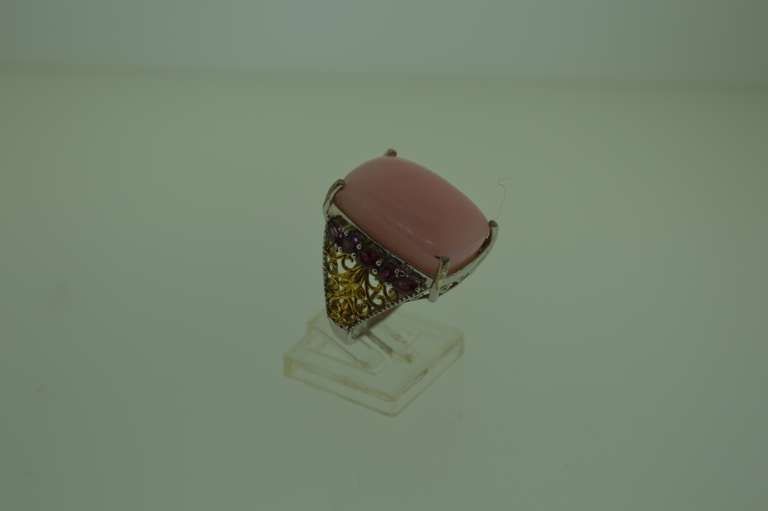 Sterling Silver Pink Stone Cocktail Ring