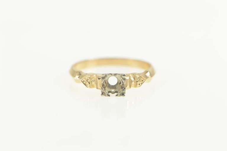 14K Yellow Gold Vintage 1950's NOS 4.0mm Engagement Setting Ring