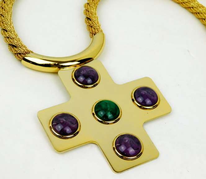 1970 Lanvin Paris Huge Cross Necklace