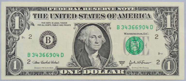 $1 2003 A FRN Error Note