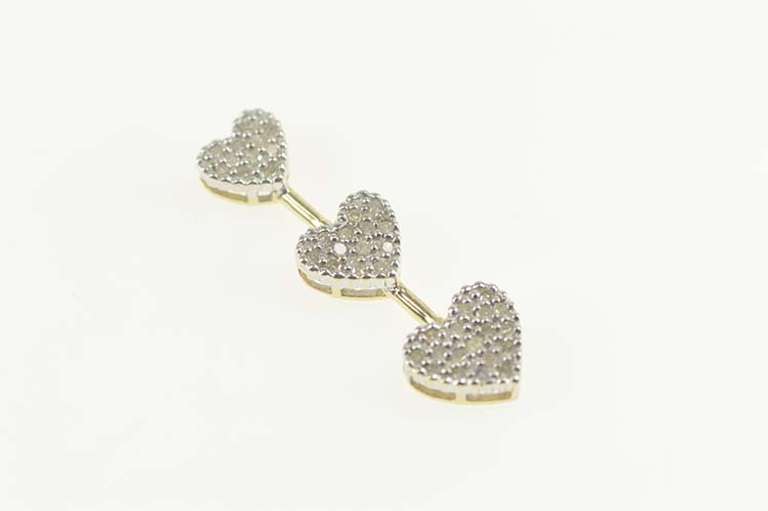 10K Yellow Gold 0.31 Ctw Pave Diamond Heart Tiered Love Pendant
