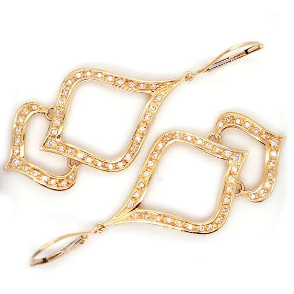 Gorgeous Dangling Diamond Earrings in 18K Yellow Gold