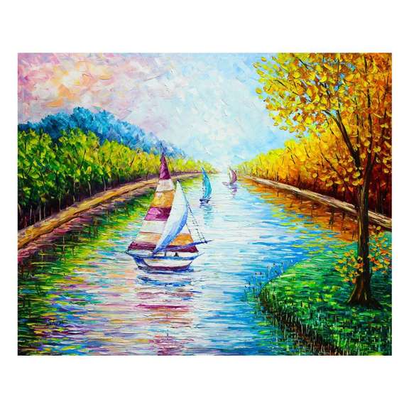 Svyatoslav Shyrochuk, "A Day on the River" Hand Signed Original Painting on Canvas with Letter of Authenticity.