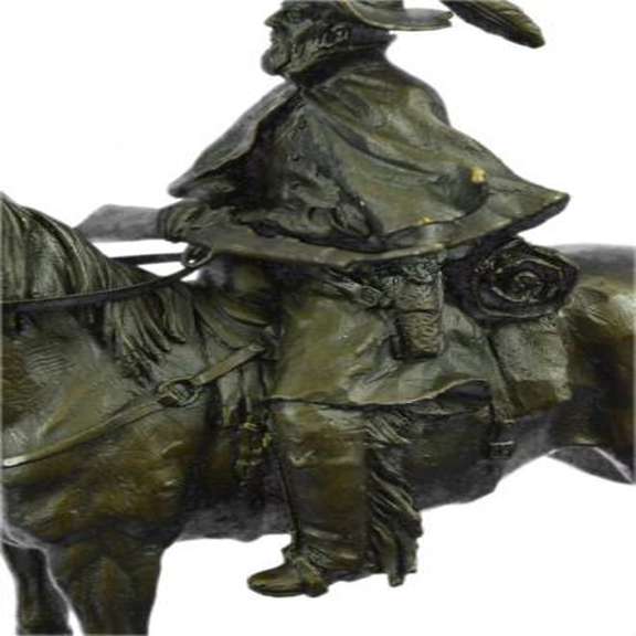 Cowboy With Riffle on Horse Bronze Sculpture