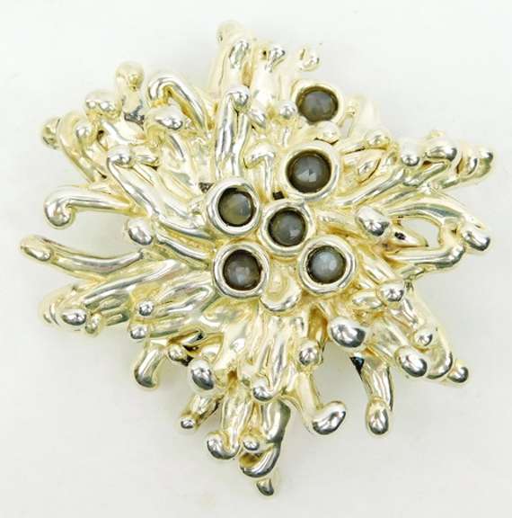 Amazing Large Sterling Chrysanthemum Flower Pendant