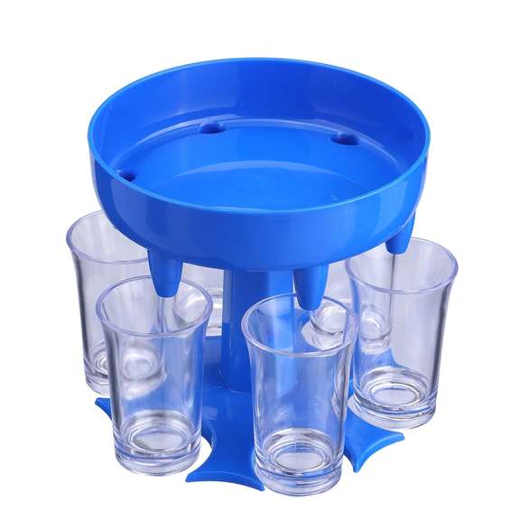 6 Shot Glass Dispenser with 6 Cups Hanging Holder