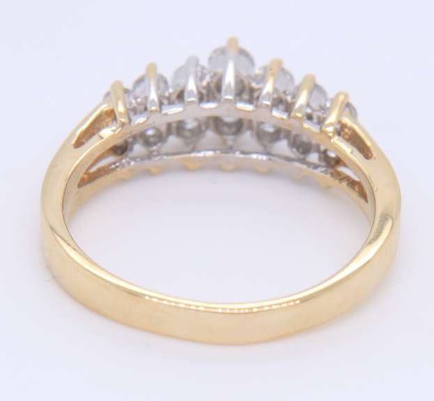 Fantastic Yellow Gold Pyramid 2 Row Diamond Band