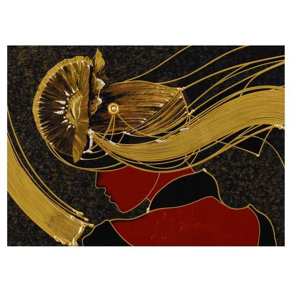 Martiros Manoukian, "Golden Grace" Framed Limited Edition Mixed Media Silkscreen, PP Numbered 4/15 and Hand Signed with Letter of Authenticity.