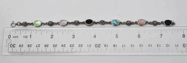 Multi Gem Station Sterling Silver Bracelet