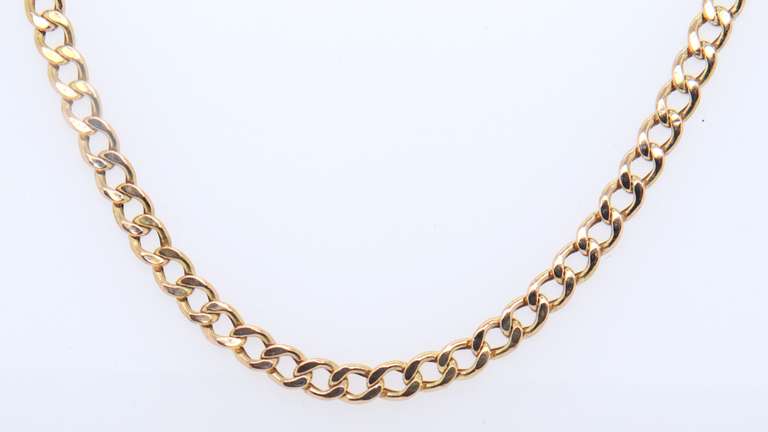 Simple Yellow Gold Curb Link Chain Necklace
