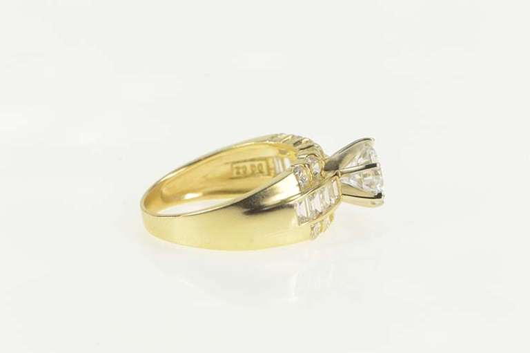 14K Yellow Gold Round Baguette Flashy Travel Engagement Ring