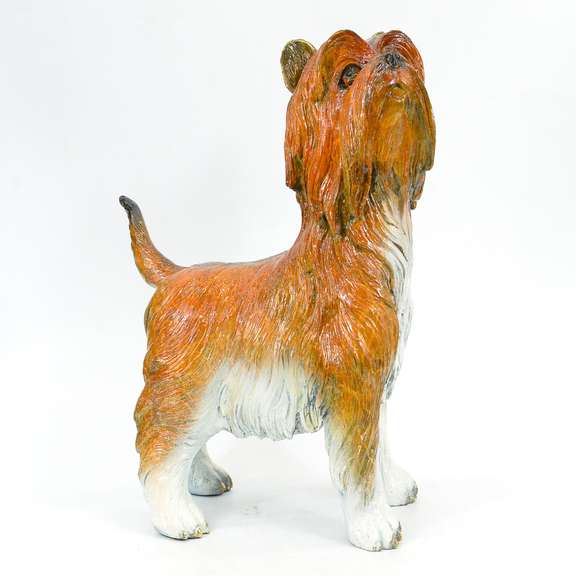 Special Patina Silky Terrier Dog Bronze Sculpture