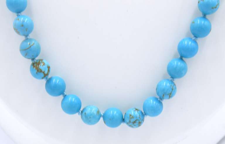 Turquoise Beads Long Necklace