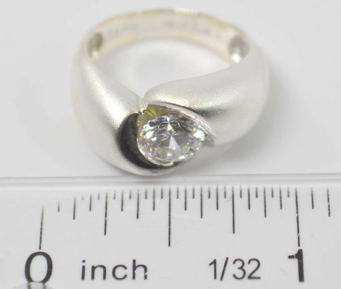 CZ Matte Sterling Silver Ring