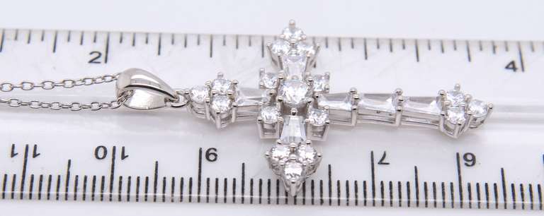 Sterling Silver Crystal Cross Pendant on Chain