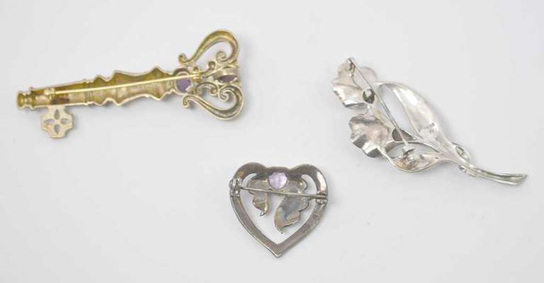 Vintage Lot of Pins with Gemstones, Sterling