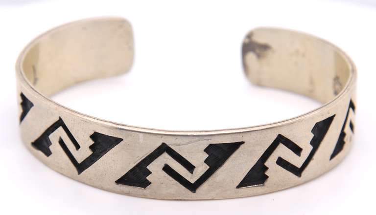 Vintage Sterling Silver American Indian Cuff Bangle