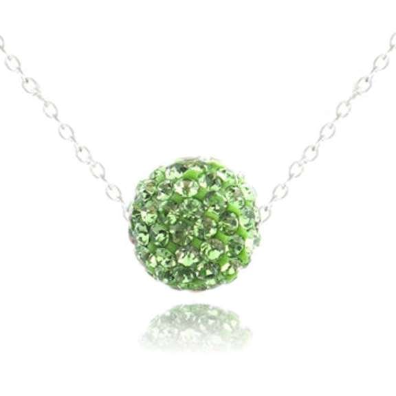 Sterling Silver 10mm Peridot Crystal Fireball Necklace