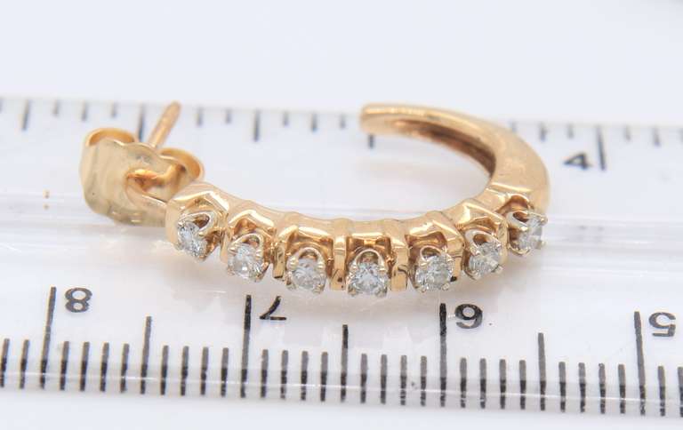 Sparkling Yellow Gold Diamond J Hoop Earrings