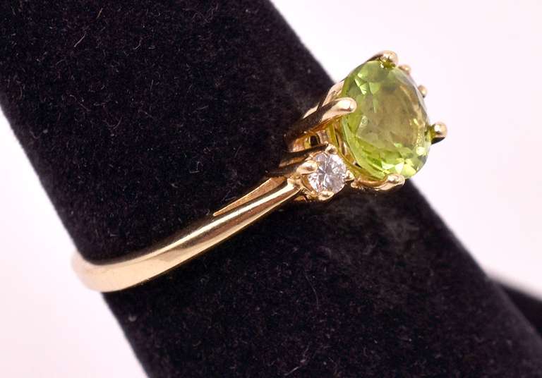 Fabulous Peridot and Diamond Ring in 14K Yellow Gold
