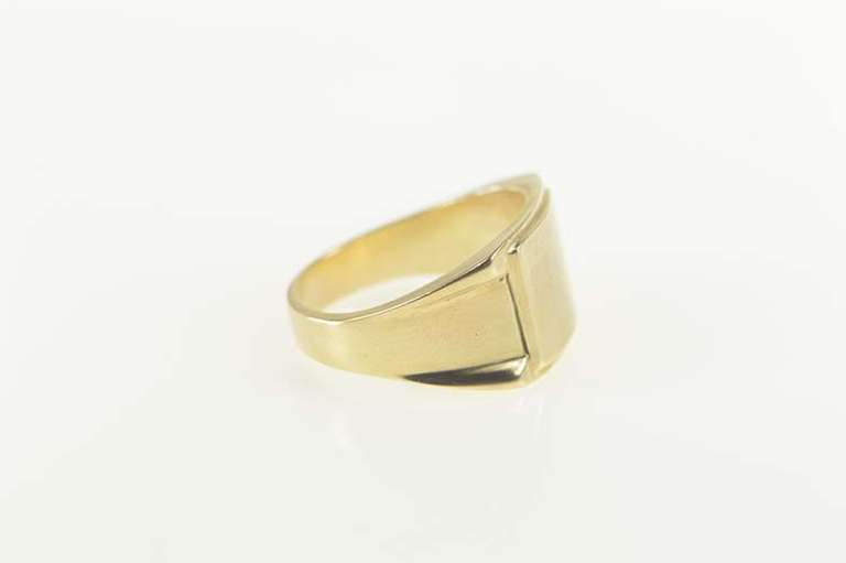 14K Yellow Gold Retro Squared Men's Monogram Signet Ring