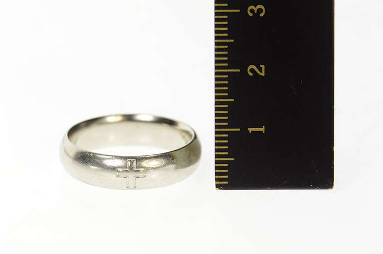 Platinum Men's Cross Design Christian Wedding Band Ring